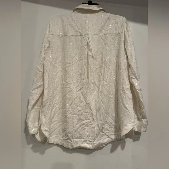 Pilcro Top Sequin Button Down Blouse  Anthropologie Size M - Picture 5 of 7